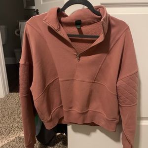 Cropped pink half zip